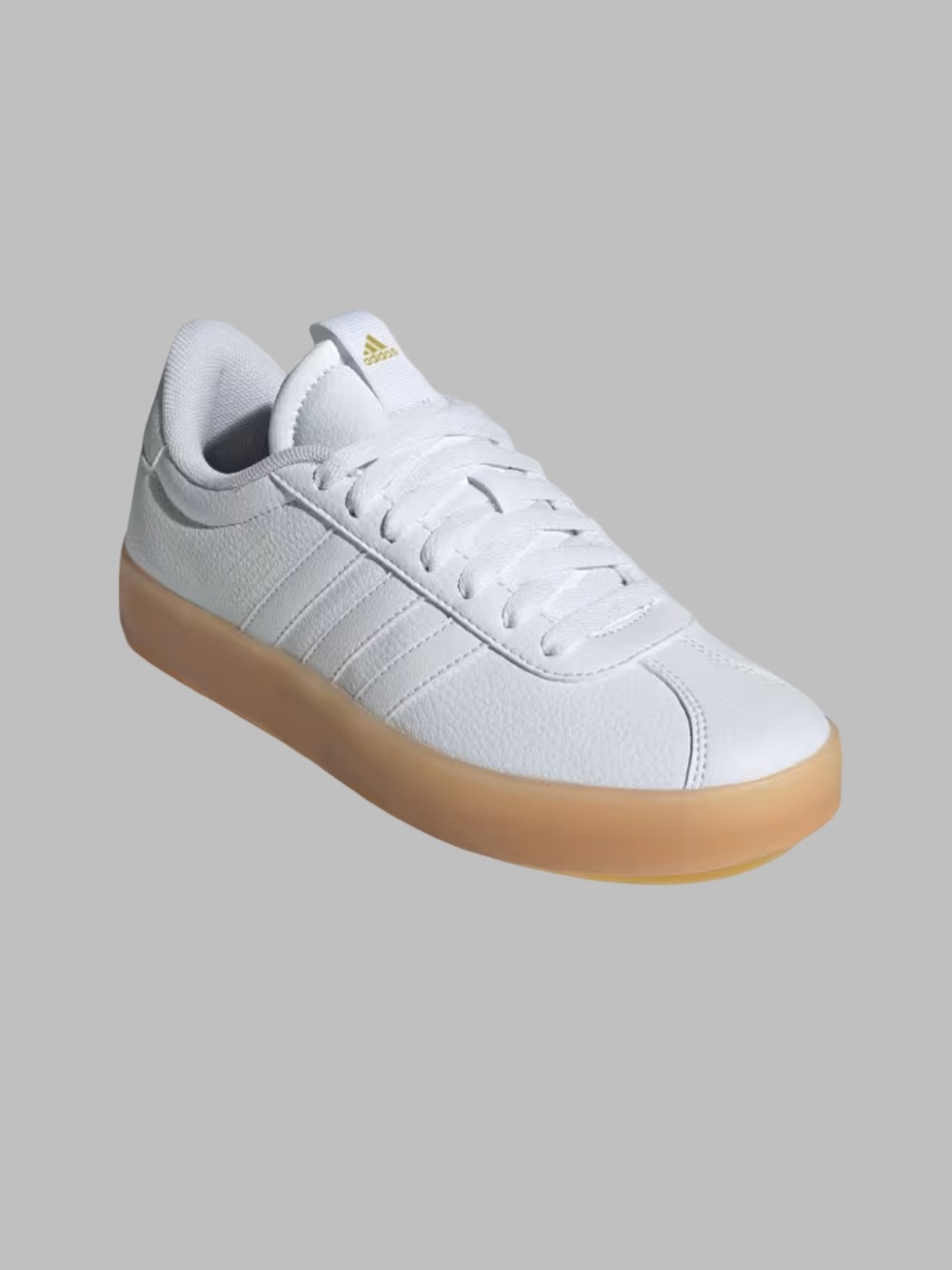 New Adidas  Women's White VL 3.0 Court Sneakers with Gum-Colored Sole 10